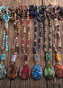 Boho Necklace, RH Agated Crystal Blue Oval Natural Stone